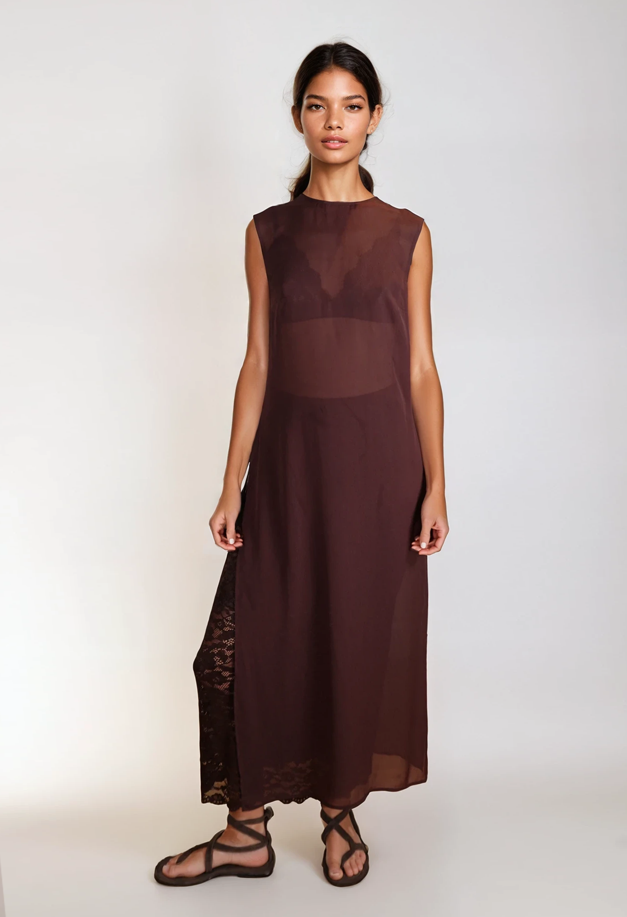 anouk midi dress Anouk Three Piece Midi Set – Lace Bralette, Skirt & Overlay