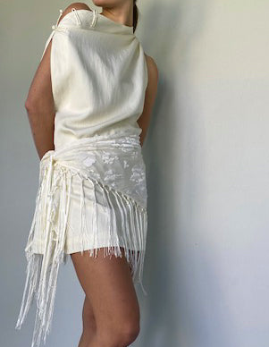 Manon Mini Scarf Dress – Asymmetric Dress with Scarf & Tie